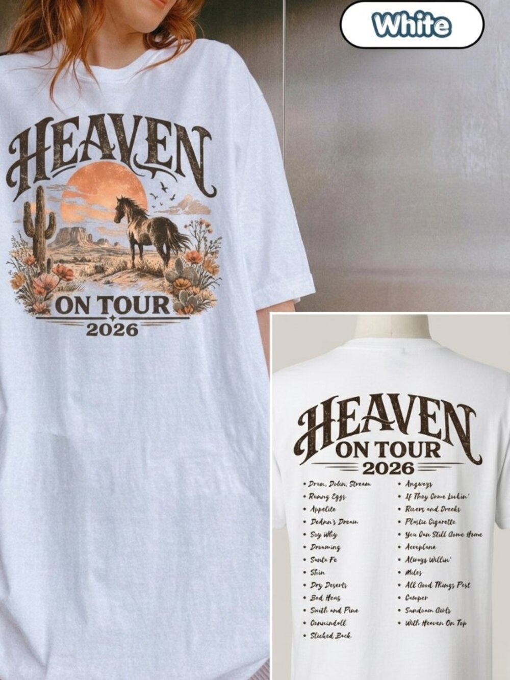 Heaven On Tour 2026 Vintage Western Desert Graphic Oversized Tee